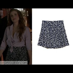 Forever 21 Navy Blue Floral Skater Skirt